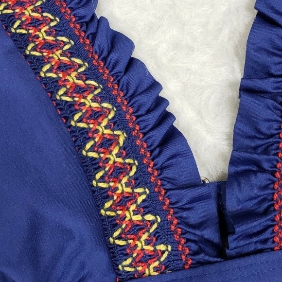 Splendid Frill Seeker Navy Blue Halter Bikini Top - Picture 7 of 8